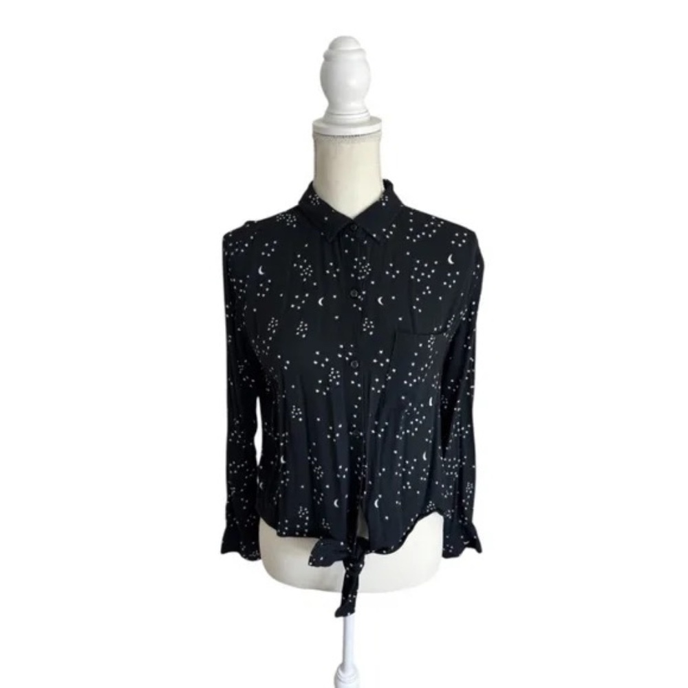 Rails Val Galaxy Tie Front Celestial Shirt Black